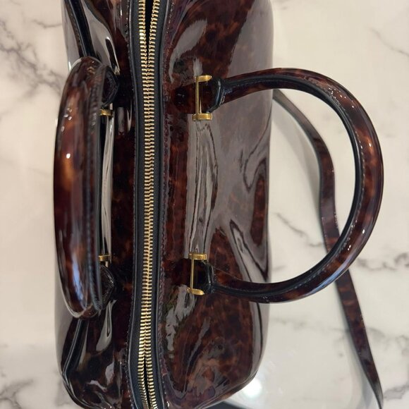 SAINT LAURENT DUFFLE BAG Patent Leather Tortoise Shell - Picture 9 of 10